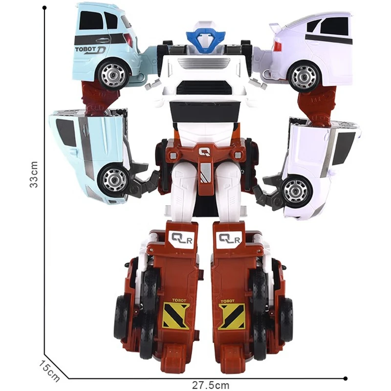 Brother 4 in 1Fit Deformation Robot Korea Cartoon Anime Tobot Car Transformation Robot Action Figure Auto Kids Toys Gift