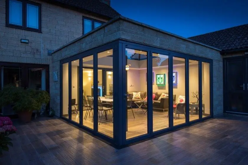Energy Efficient Aluminum Door Modern Design Accordion Folding Patio Doors Thermal Break Bi-fold Design for Outdoor Balcony