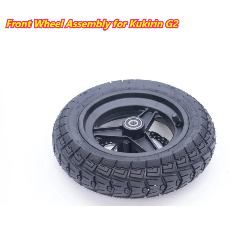 Front Wheel Assembly for Kukirin G2 Electric Scooter, Aluminum Alloy Rim with 10x2.75-6.5 Thick Pneumatic Tire Replacement