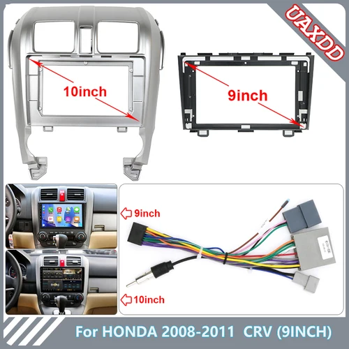 Reproductor de DVD y CD para coche, Radio, arnés estéreo Android, pantallas de salpicadero, accesorios, marco de cables para 2008-2011 HONDA CRV, 9 pulgadas, 10,1 pulgadas