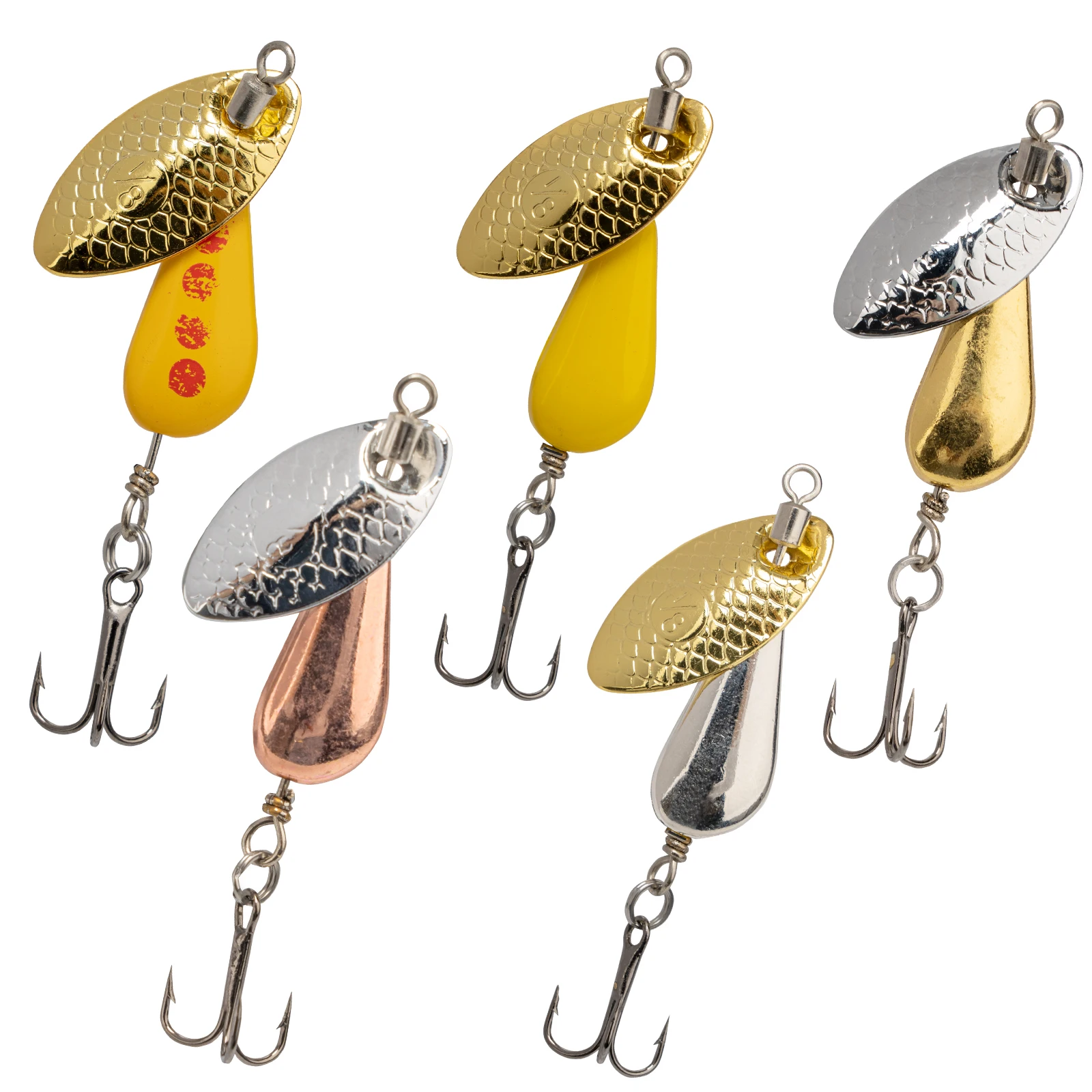 

Qualy 5pcs Metal Spoon Spinner Baits 2.8g 4.7g 6.7g Rotating Spoon Lures With Treble Hook Fishing Spoons Lure For Pike Bass Carp