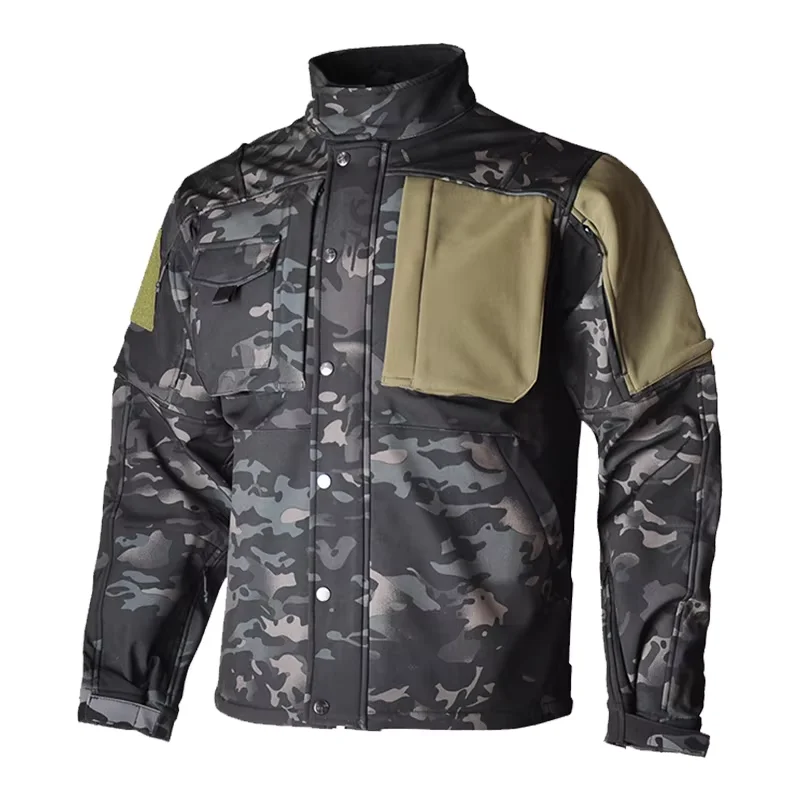 Mens Tactical Fleece Jacket for Winter Camouflage Outdoor Camping Windproof Coat Middle East Waterproof Y2K Zipper Oversized Top