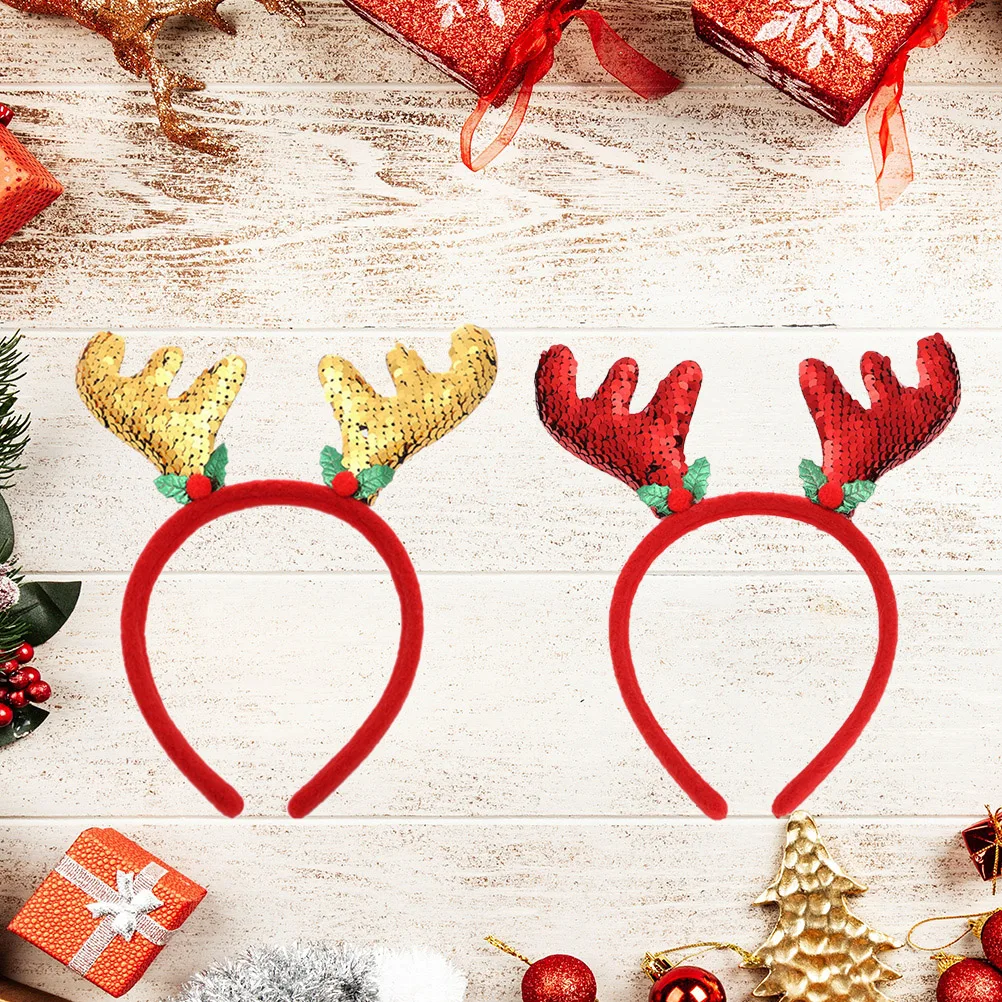 

2Pcs Deer Hairb for Christmas Headwear Stretchy Christmas Hair B Hoop Headdress Lightweight NonFading