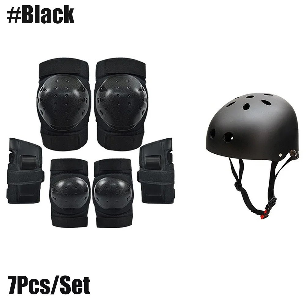 7-teiliges Set für Jugendliche und Erwachsene: Knieschoner, Ellbogenschoner, Handgelenkschützer, Helm, Schutzausrüstung für Rollschuhlaufen, Skateboarden, Radfahren – Detail 2