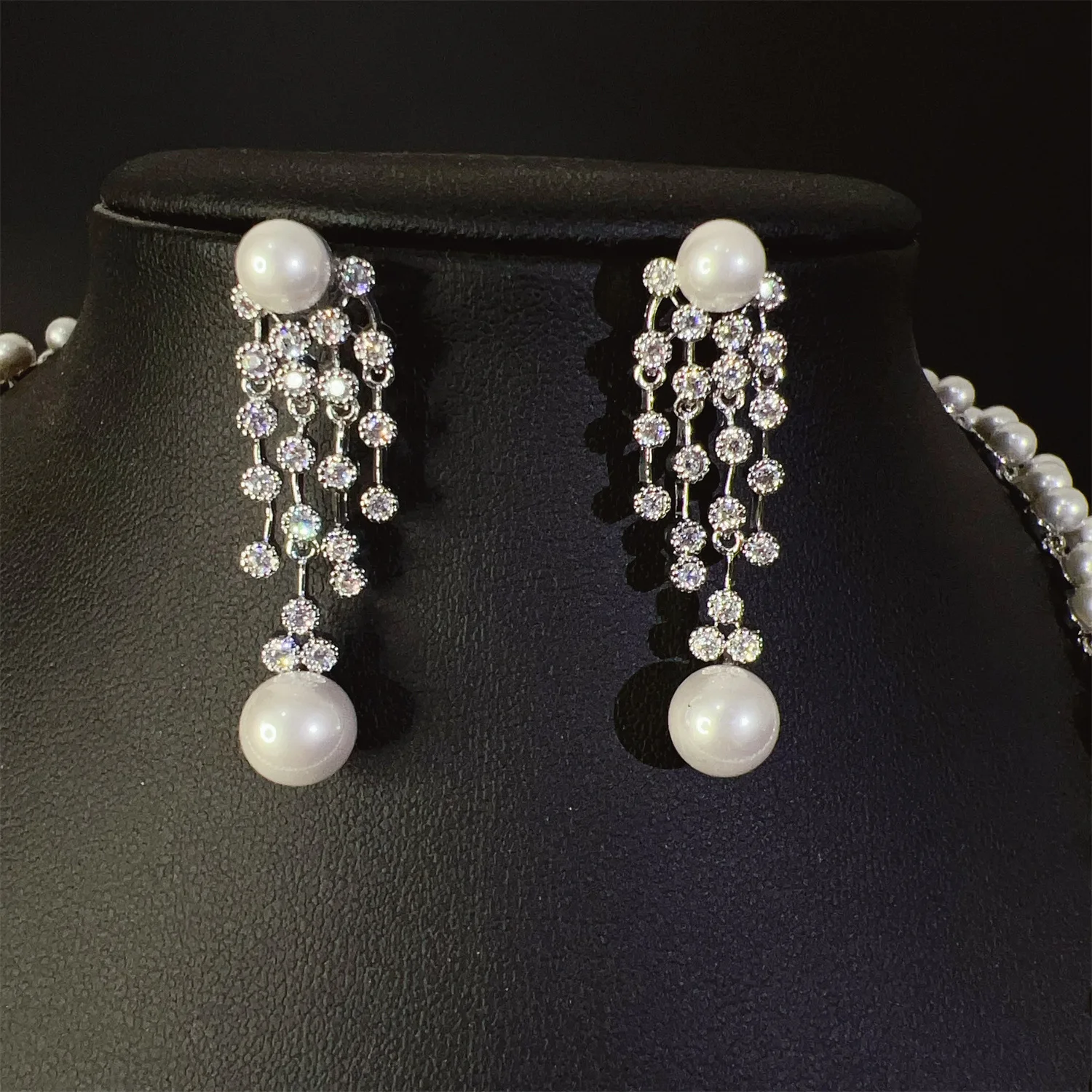 Mulia Fashion Bintang Kalung Anting-Anting Rumbai Mutiara Kalung Anting-Anting Pesta Perjamuan Acara Tuan Rumah Gaun Prom Aksesoris Pengantin M-519