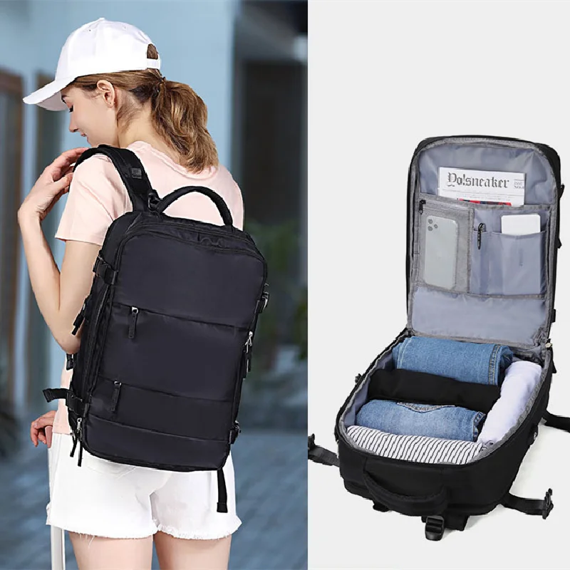 High Quality A4 15.6'' Laptop Women Travel Backpack Waterproof Fashion Multifunctional SchoolBag Black Blue Purple Pink White