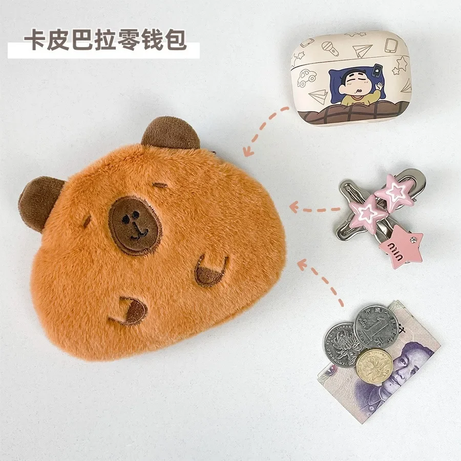 Kreative Capybara Plüsch Geldbörse Kawaii Anime Plüsch Geldbörse Cartoon Kopfhörer Lagerung Tasche Kinder Mini Münze Brieftasche Mädchen Geschenke