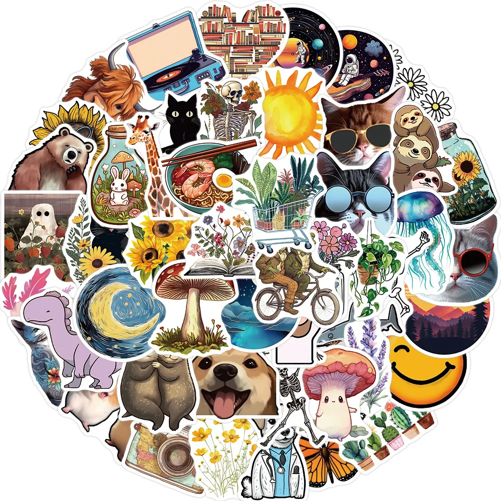 10/30/50PCS Aesthetics Popular Animal Art Stickers Decoration Laptop Suitcase Scrapbook Phone Stationery Cute Kid Toy