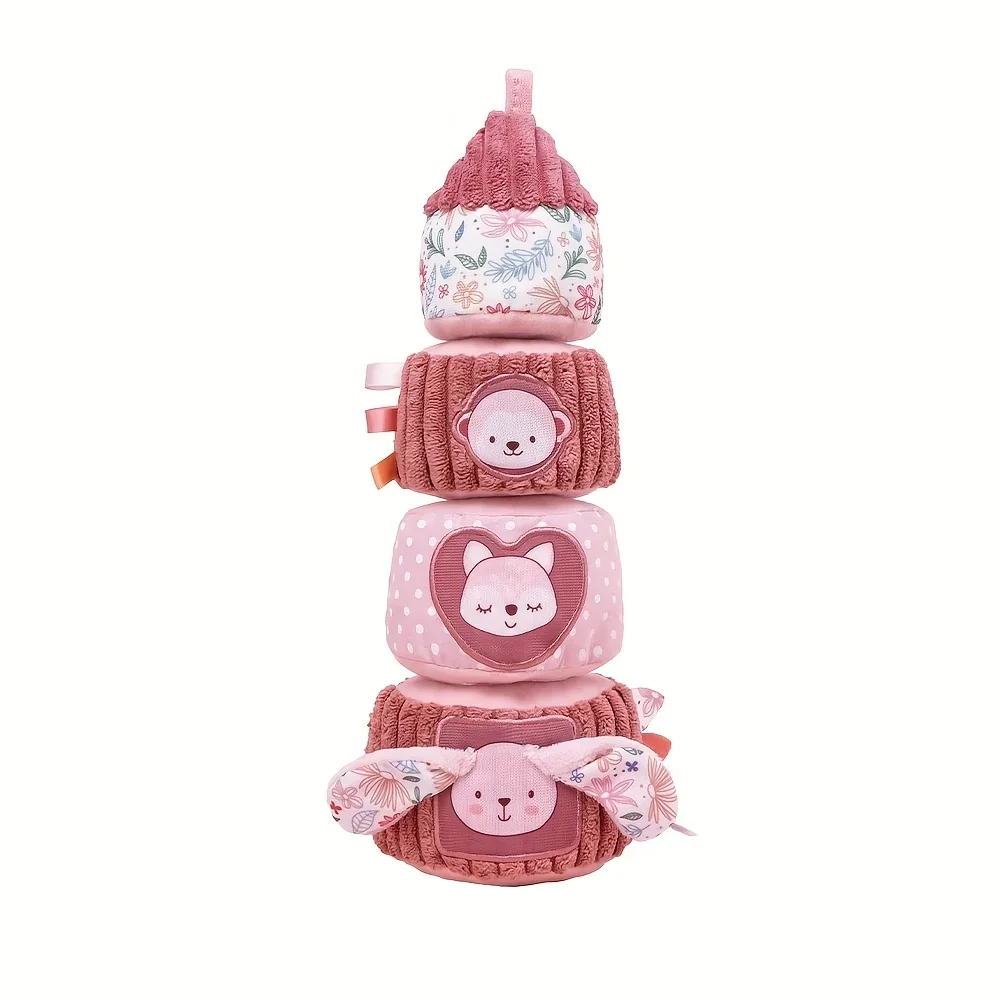 Regenbogen-Stapelturm-Spielzeug für Kleinkinder, pädagogisches Quetschspielzeug mit bunten Herz- und Tierformen, Entwicklung der Feinmotorik