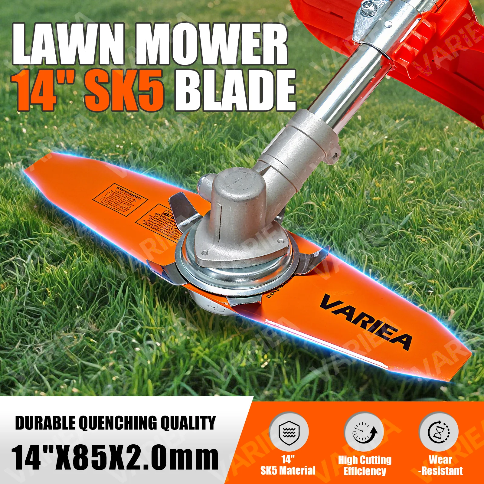 VARIEA-High-Quality SK5 Quenched Material 14-Inch Blade for Lawn Mowers - Lawn Mower Replacement Blade, Efficiently Trims Stubbo