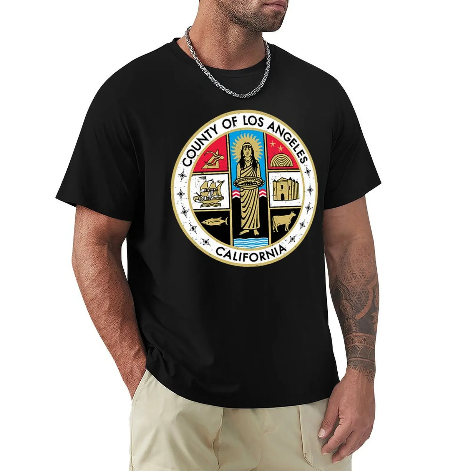 

Seal of Los Angeles California County Colored merch T-Shirt anime clothes plus sizes designer t shirt men