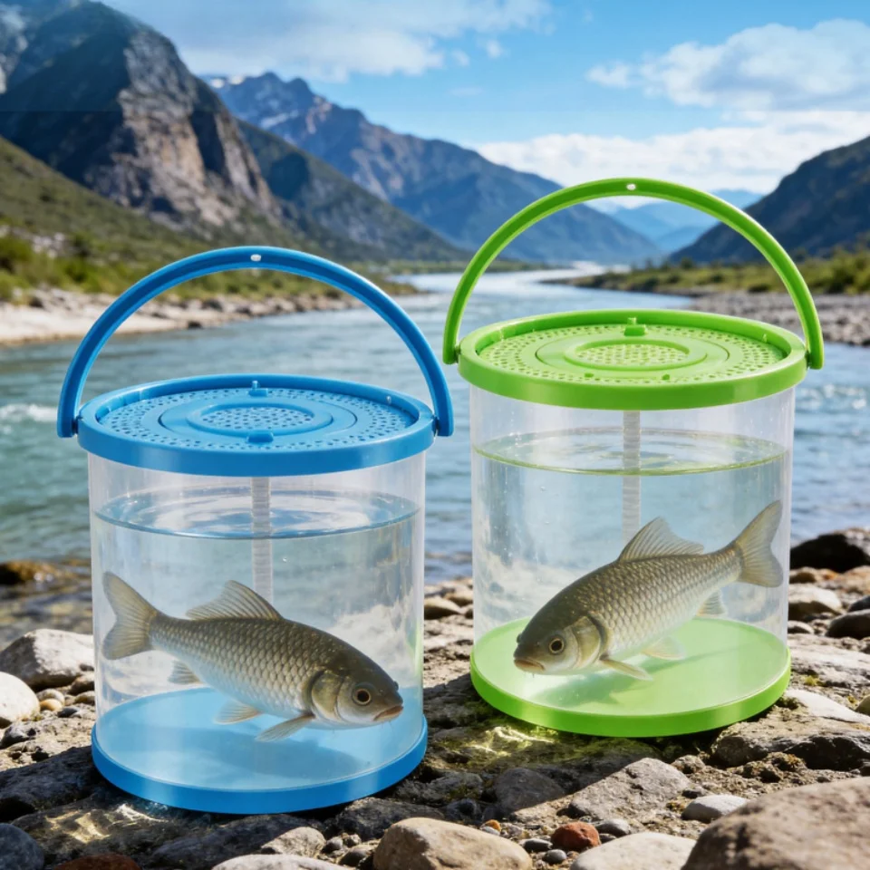 

Foldable Small Aquarium, Plastic Portable Fish Tank with Cover, Transparent Fish Transport Container/Fishing Bucket