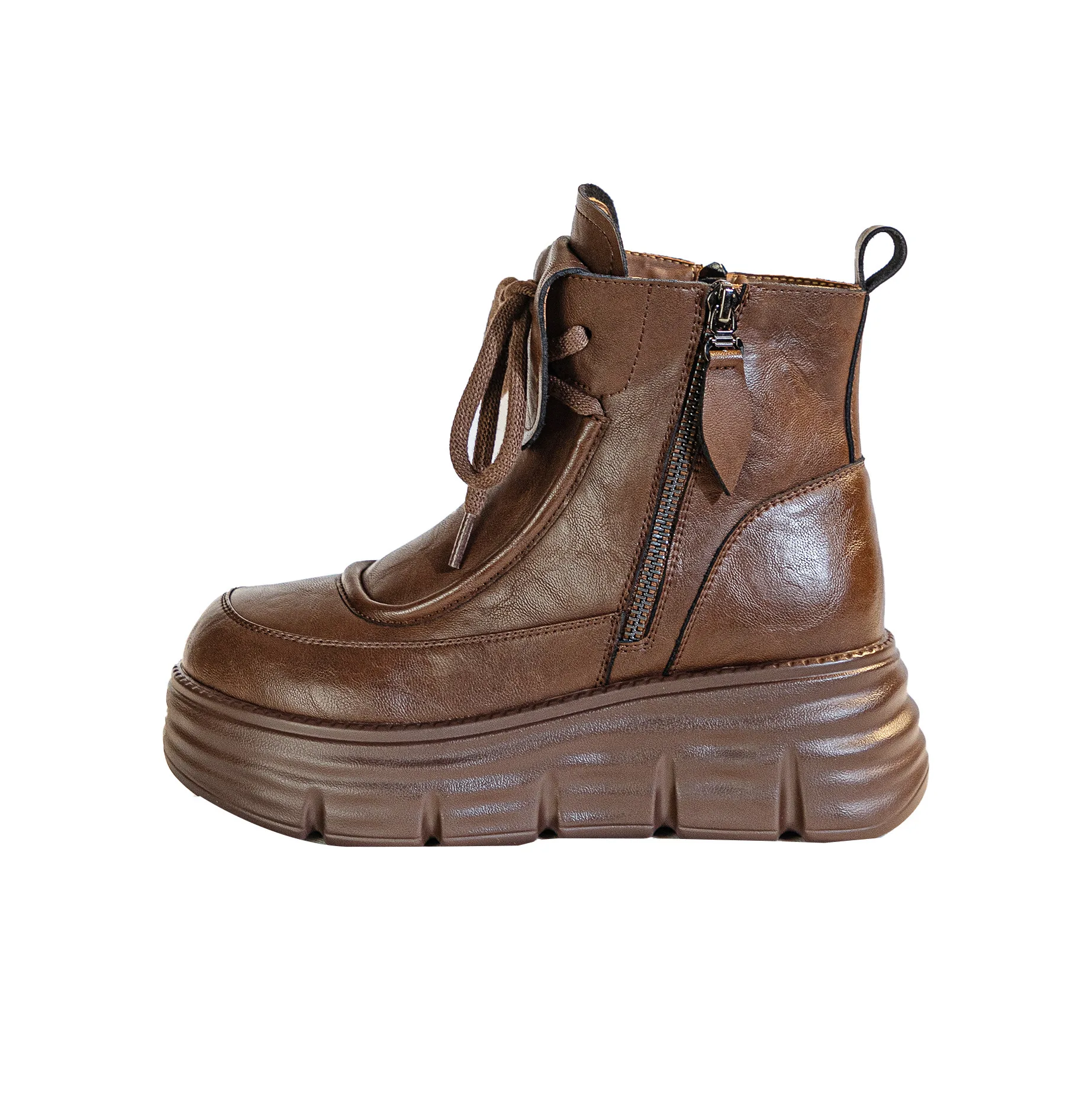 

Fujin 6cm Thermal Insulated Warm Women Ankle Boots Comfortable Genuine Leather Winter Boots Snow Shoes Non Slip Zip Snow Boots