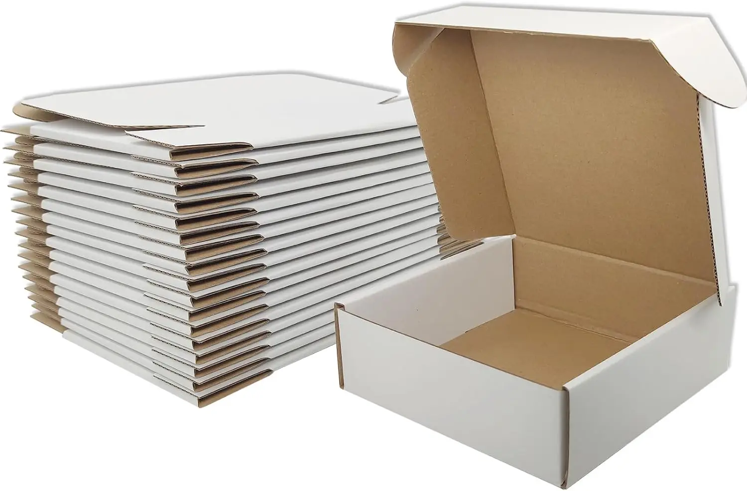 

25 Pack White Corrugated Mailer Boxes 6x6x2 inches for Small Business Shipping & Gift Packaging