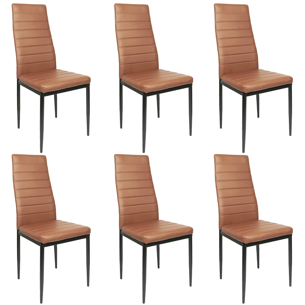 Set van 6 eetkamerstoelen, gestoffeerde keukenstoelen met hoge rugleuning, ergonomische kunstleren stoel, voor eetkamer, kantoor
