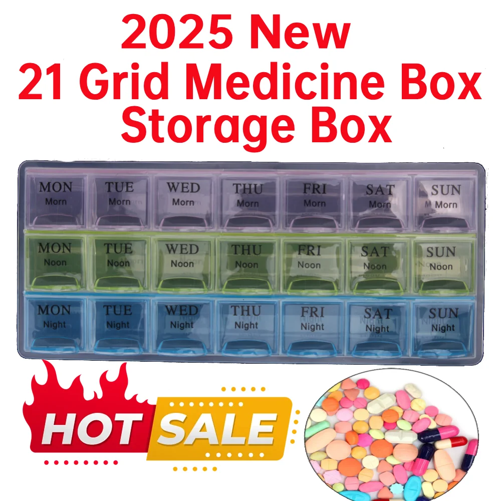 

Weekly Pill Organizer 3 Times A Day 7 Day Pill Organizer 21 Compartments Pill Box for Vitamin Fish Oil Supplements