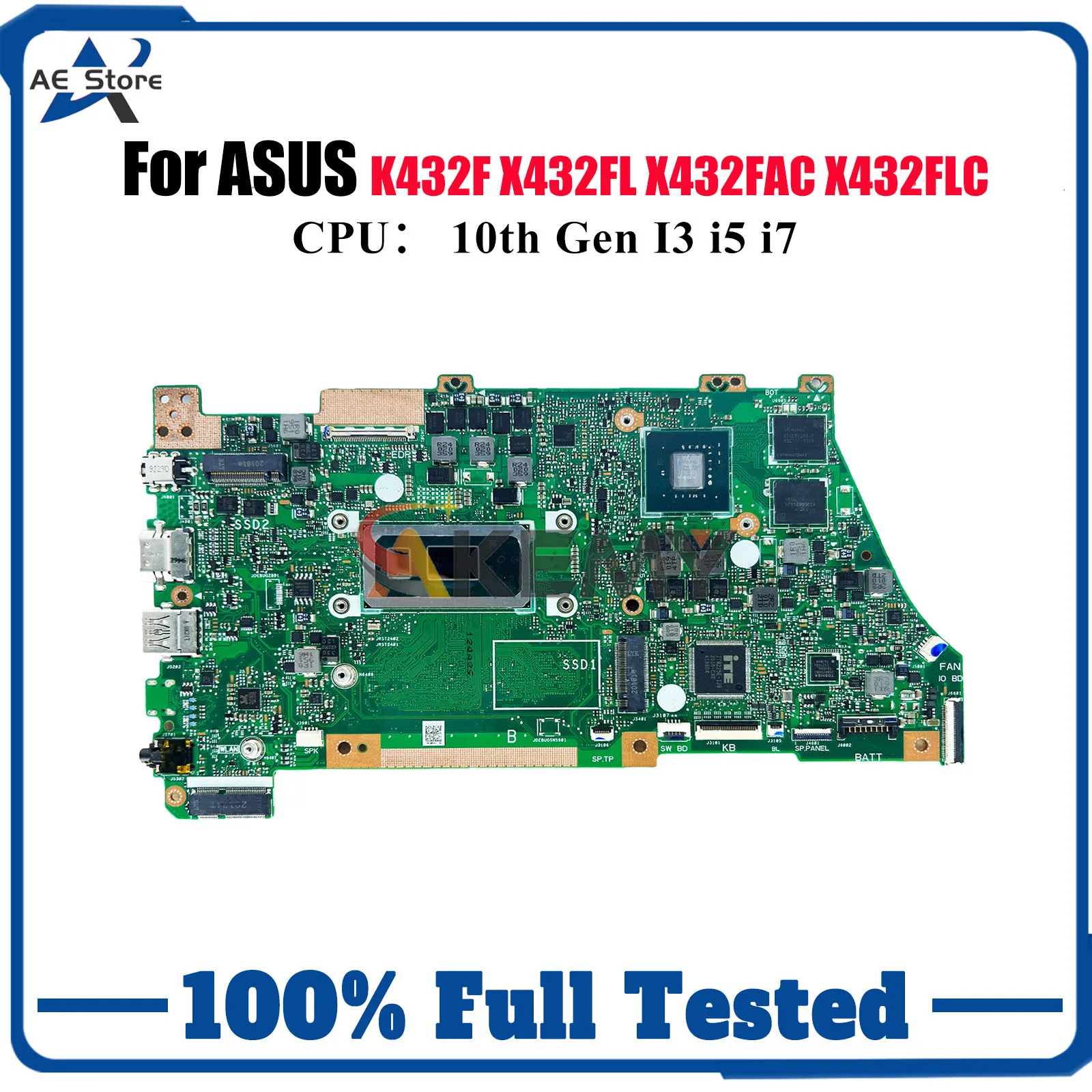 

X432FL Laptop Motherboard For ASUS VivoBook V432F K432F X432FLC X432F S432F X432FAC X432FL Mainboard With 10th Gen I3 i5 i7 CPU