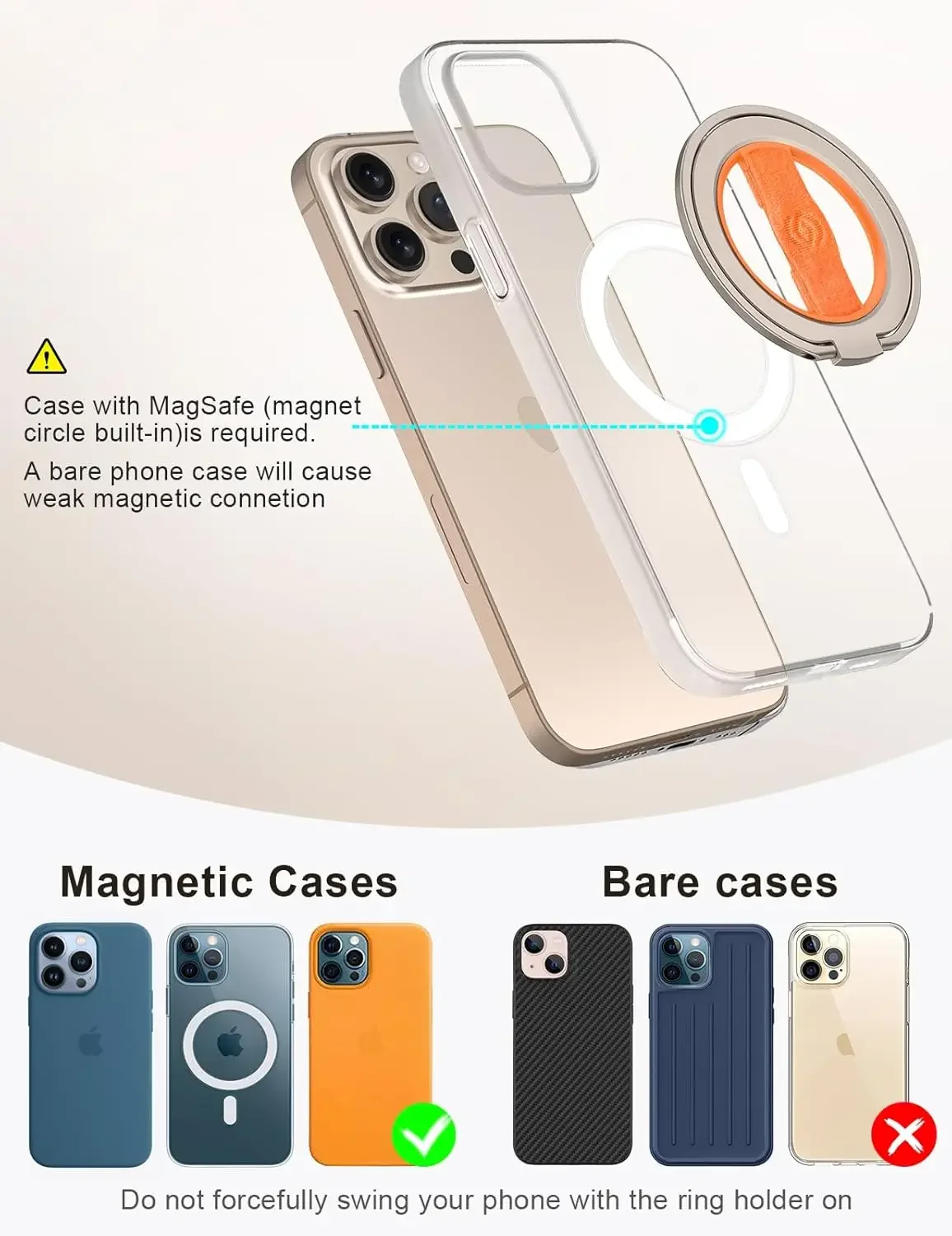 Магнитный держатель для телефона EWA MagOne 3-го поколения, магнитная розетка для кольца на палец для держателя кольца Magsafe для iPhone 16,15, 14, 13, 12