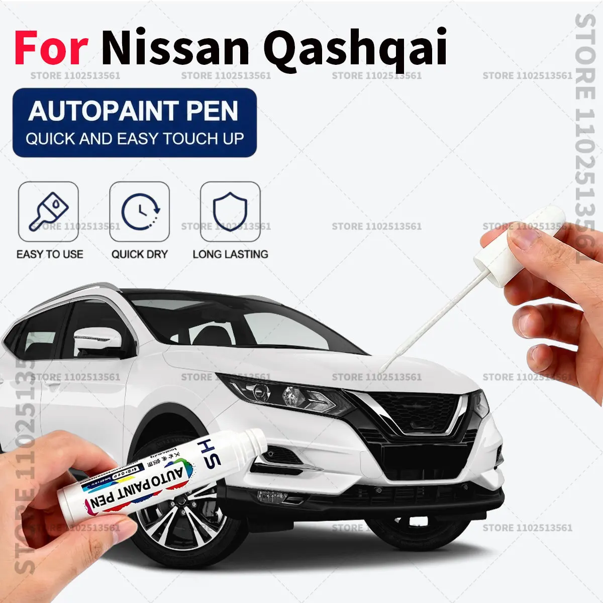 Automotive Touch Up Paint Pen Car Paint Scratch Remover Quick Dry Repair Brush for Vehicle Paint For Nissan Qashqai Silver White