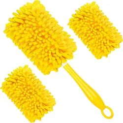 2/4PCS Microfiber Dust Cleaning Set Reusable Duster Refills with Swiffer Duster Handle Microfiber Ceiling Fan Duster Pads