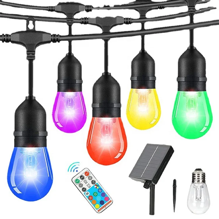 

Smart Solar S14 String Lights App Smart Remote Control RGB Led String Light for Backyard Garden Bistro