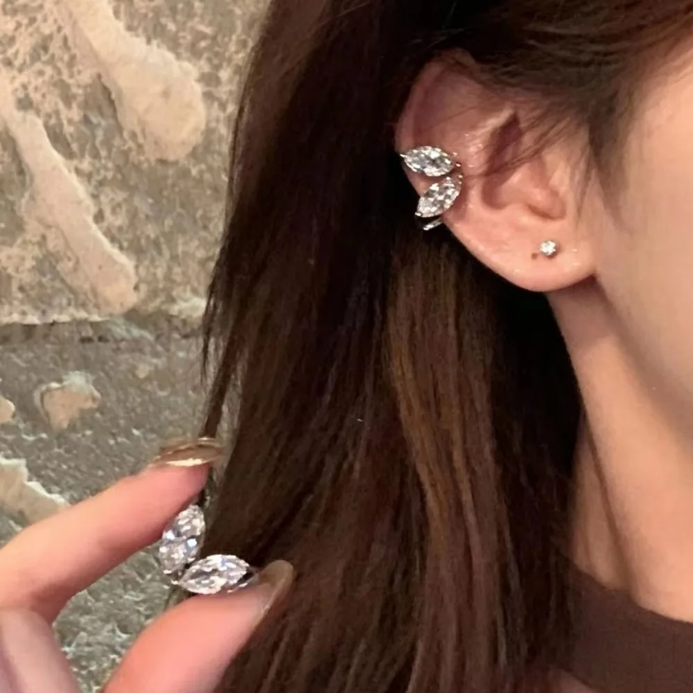 Women Sparkling Zircon Fairy Ear Cuff Elegant Non-Pierced Earrings Luxury Premium No Piercing Ear Jewelry