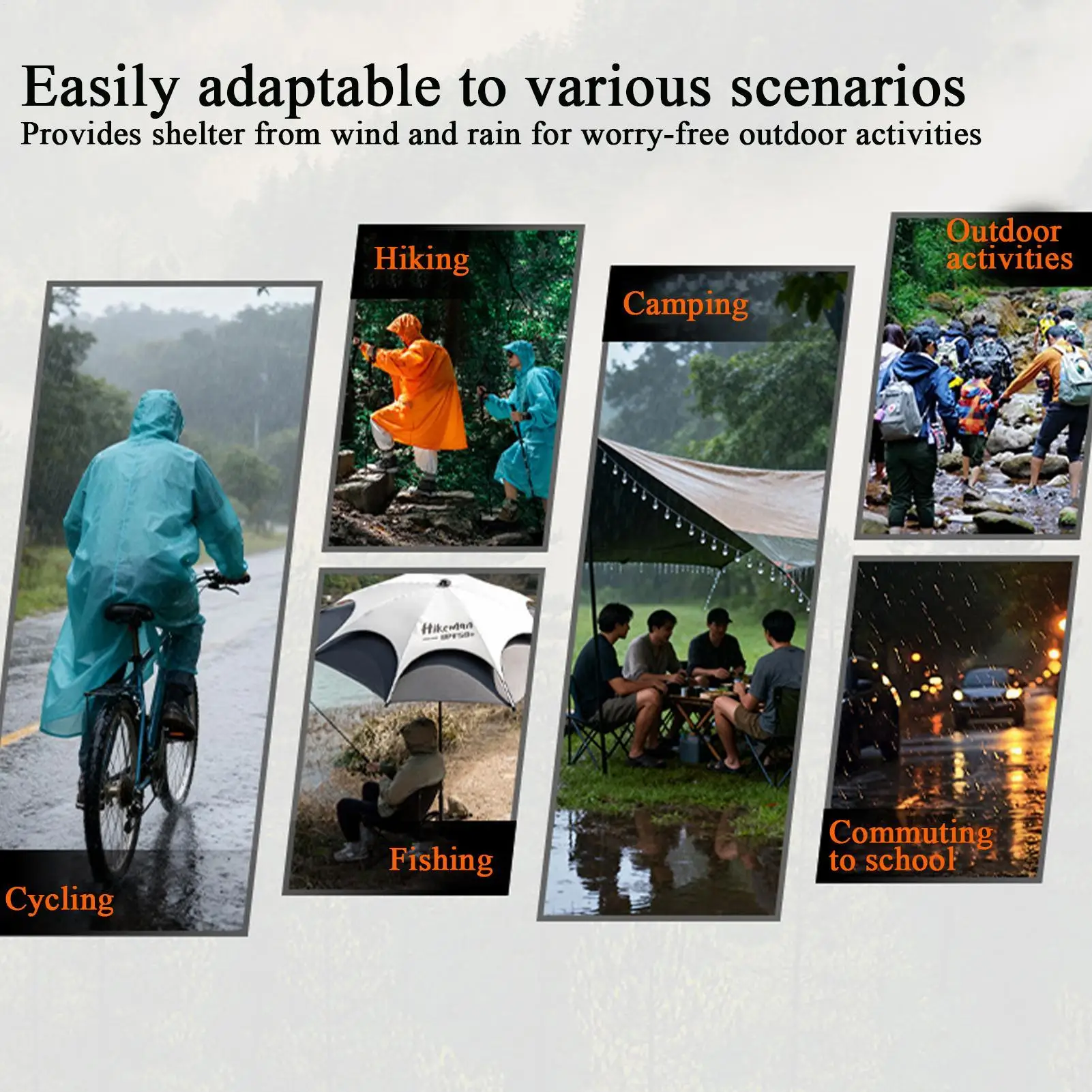 

Rain Ponchos For Adults Full Body Raingear With Hood Portable Travel Raincoat For Outdoor Hiking Camping Travel Survival Running