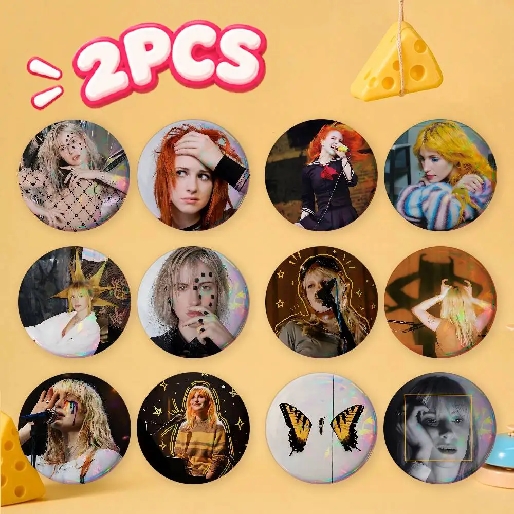 FOR Paramore Hayley Williams 2Pcs Anime Badge Set Cute Cartoon Round Button Pins Backpack Decor Brooch Gift for Fans Collection