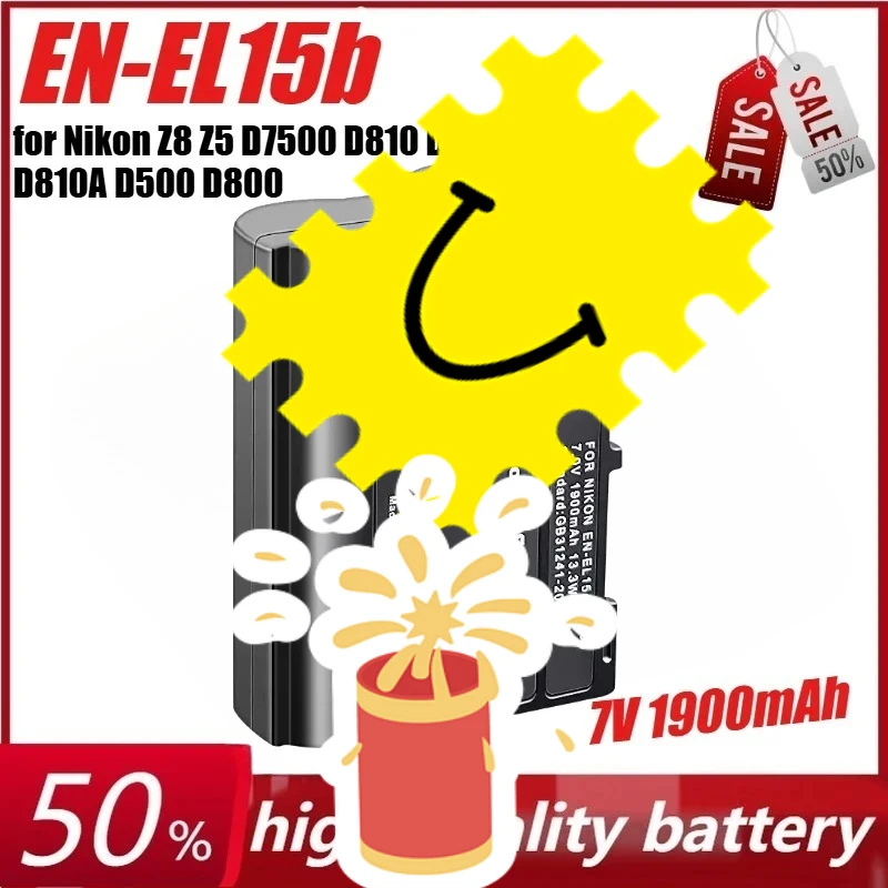 

EN-EL15b 7V 1900mAh Battery for Nikon Z8 Z5 ZF Z6 Z6Ⅱ/Z6 2 Z6Ⅲ/Z6 3 Z7 Z7Ⅱ/Z7 2 D7500 D750 D7000 D810A D500 D800 Camera+Charger