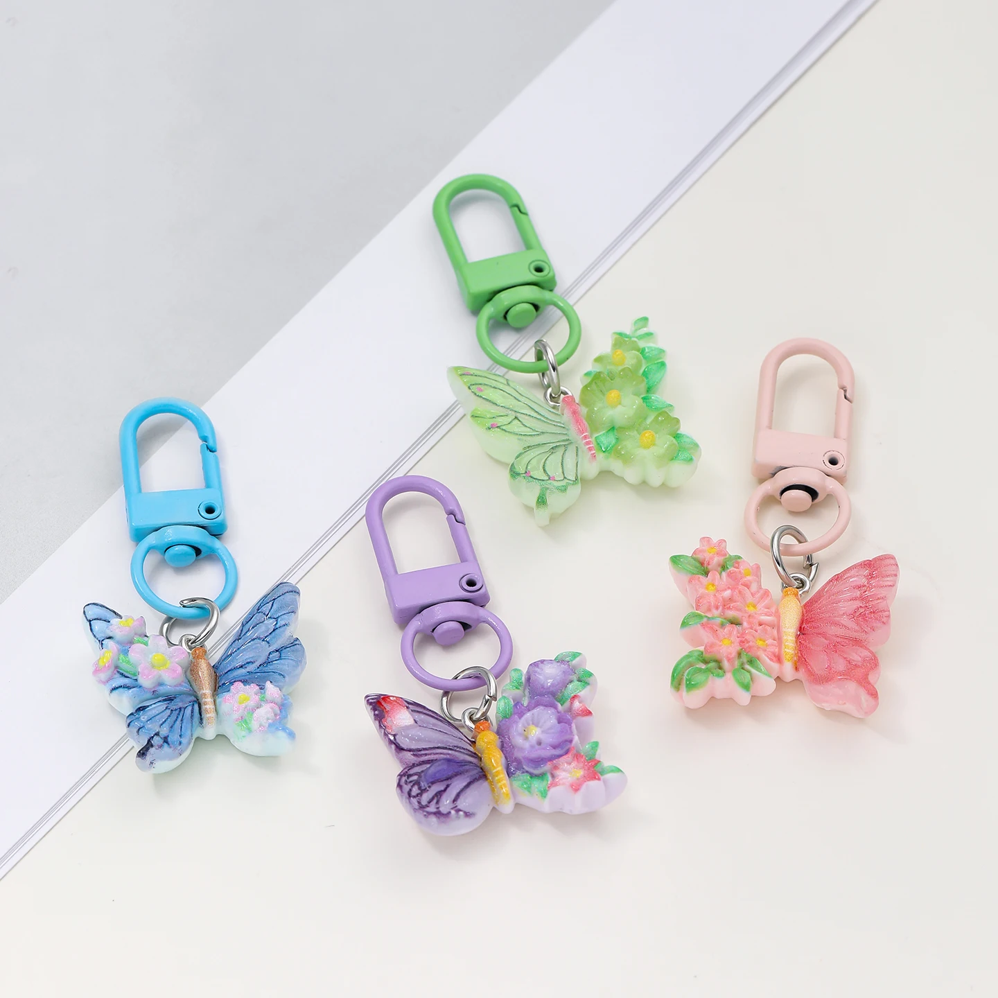 Colorful Butterfly Keychain Oil Painting Pendant, Creative Gift