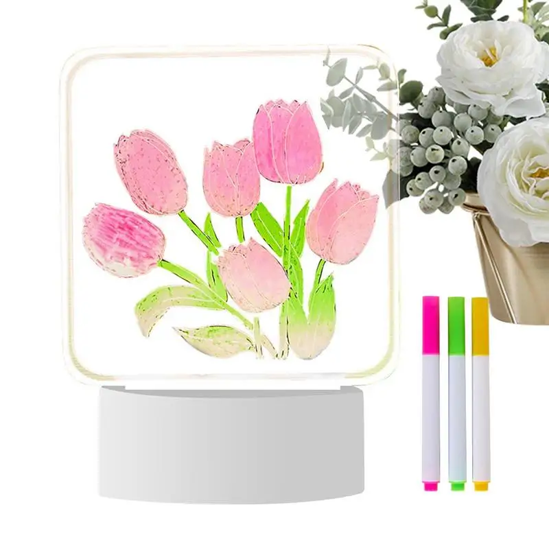 Tulip Lamp Adjustable USB Tri-Color Base Desk Lamp DIY Flower Table Lamp Tulip Desk LED Night Light For Home Bedroom Table Decor