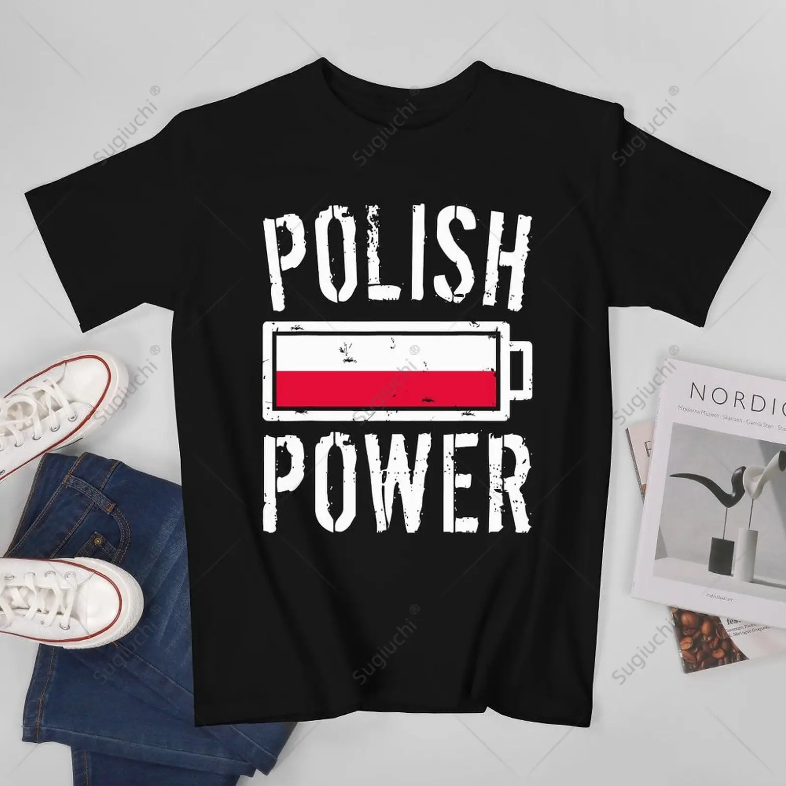 Unisex Men Poland Polska Flag Polish Power Battery Proud Tshirt Tees T Shirts Women Boys 100% Cotton T-Shirt