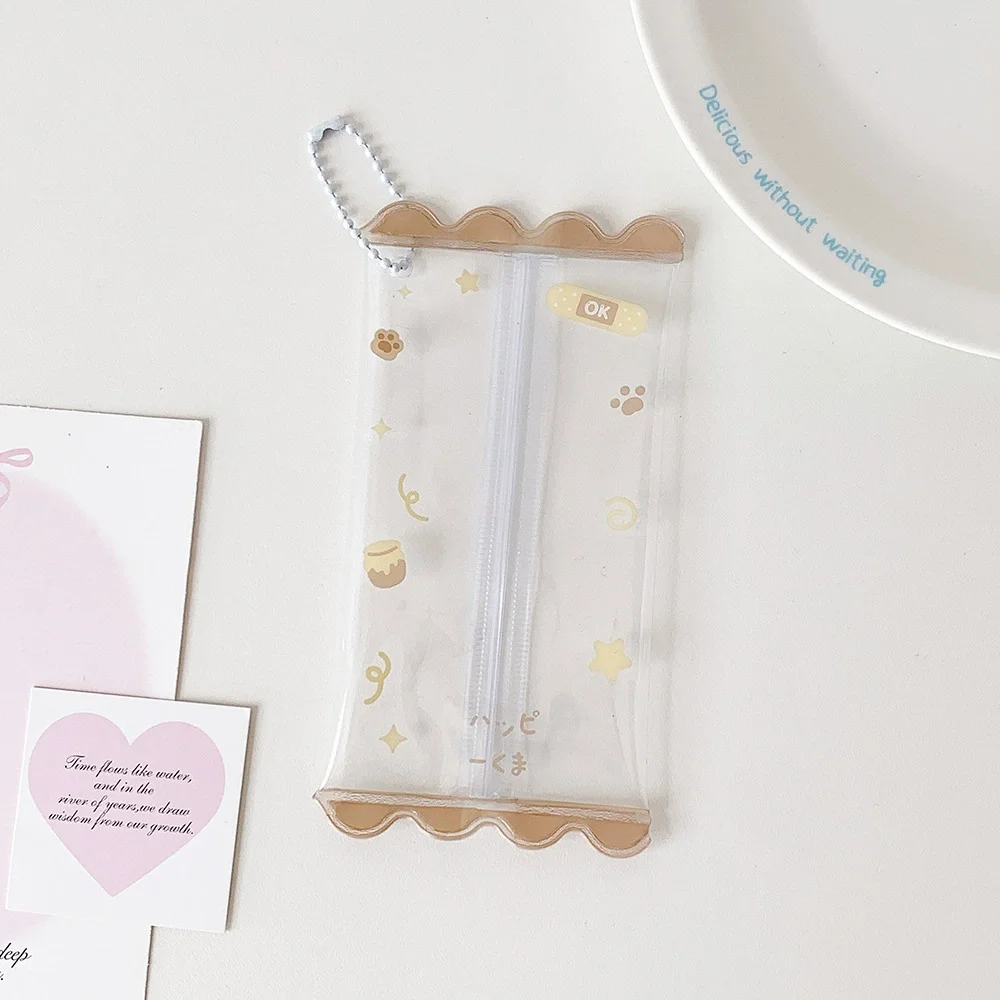 Kawaii Cartoon Clear PVC Kpop Photocard Holder for Girls Mini Small Doll Bag Pendant Portable Tiny Plush Toy Holder Keychain