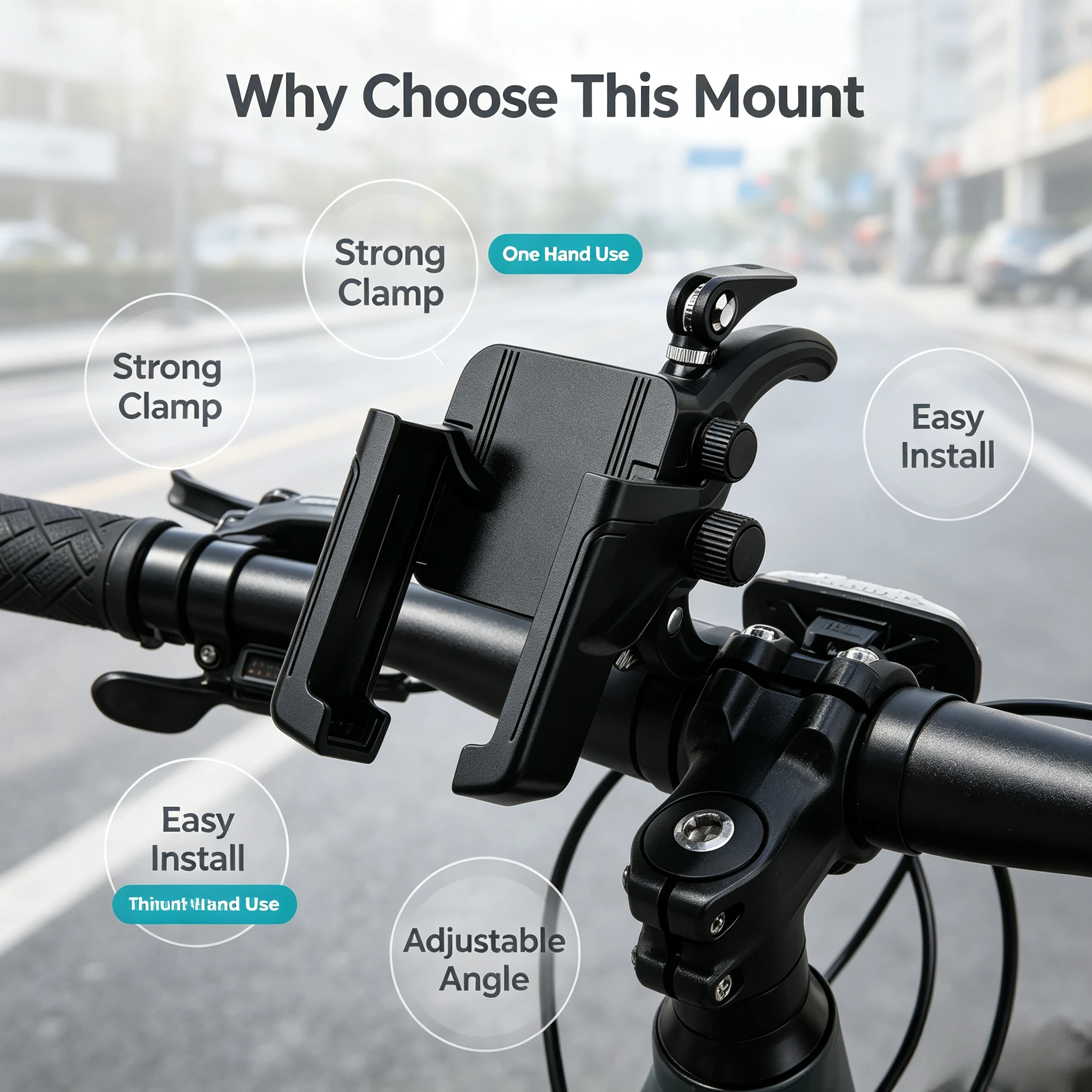 Support de téléphone portable pour vélo, support de guidon de moto, pince stable, support de smartphone pour cyclisme en plein air, voyage sur route