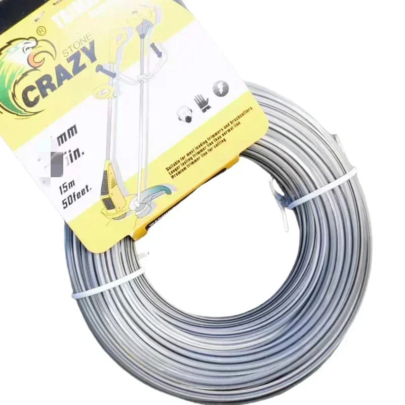 Nylon Grama Trimmer Linha Escova Cabeça de Cortador, Square Rope Mowing Wire, Lawn Mower Acessórios, 15m * 2.0, 2.4, 2.7, 3.0, 3.5, 4.0mm