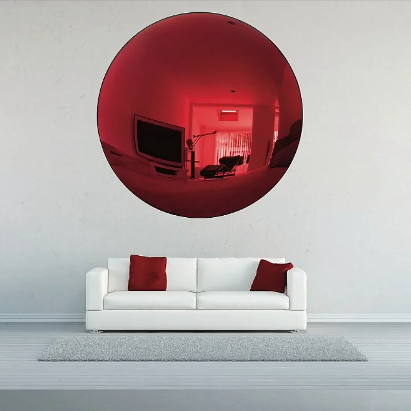 Convex Mirror Wall Decoration, Stainless Steel, Sky Mirror, Background Wall Pendant, Living Room, Bedroom, Villa, 110cm