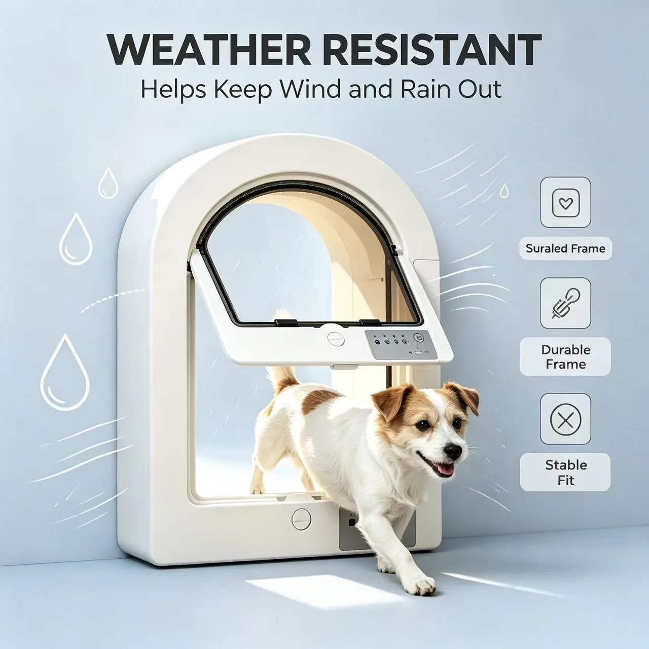 Smart Pet Door ABS Chip Recognition 4 Level Lock for Wood Metal Window Small Large Dog