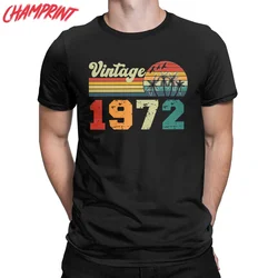 Men's Vintage 1972 50th Birthday Gift T Shirts Dad Father 50 Years Old 100% Cotton Clothes Short Sleeve Tees Graphic T-Shirts