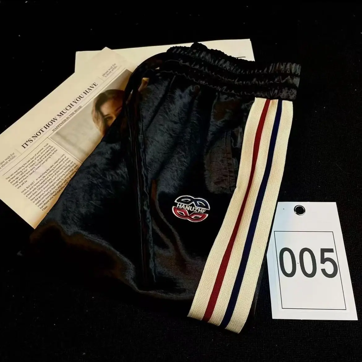 Summer Glossy Shiny Straight Pants Casual Sports Plus Size Black Trousers