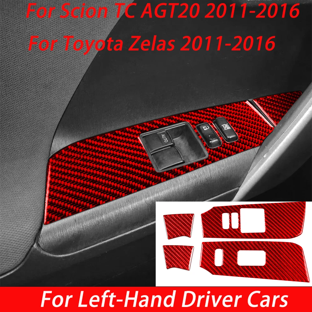 For Scion TC AGT20 For Toyota Zelas 2011‑2016 Carbon Fiber Window Control Panel Kit Car  Accessorie Modifications Trim Sticker