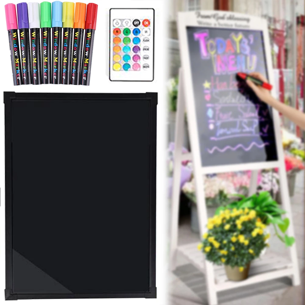 Placa de escrita sensorial do diodo emissor de luz, placa apagável do sinal do menu do efeito dos néon com controle remoto para restaurantes escolas lojas varejo