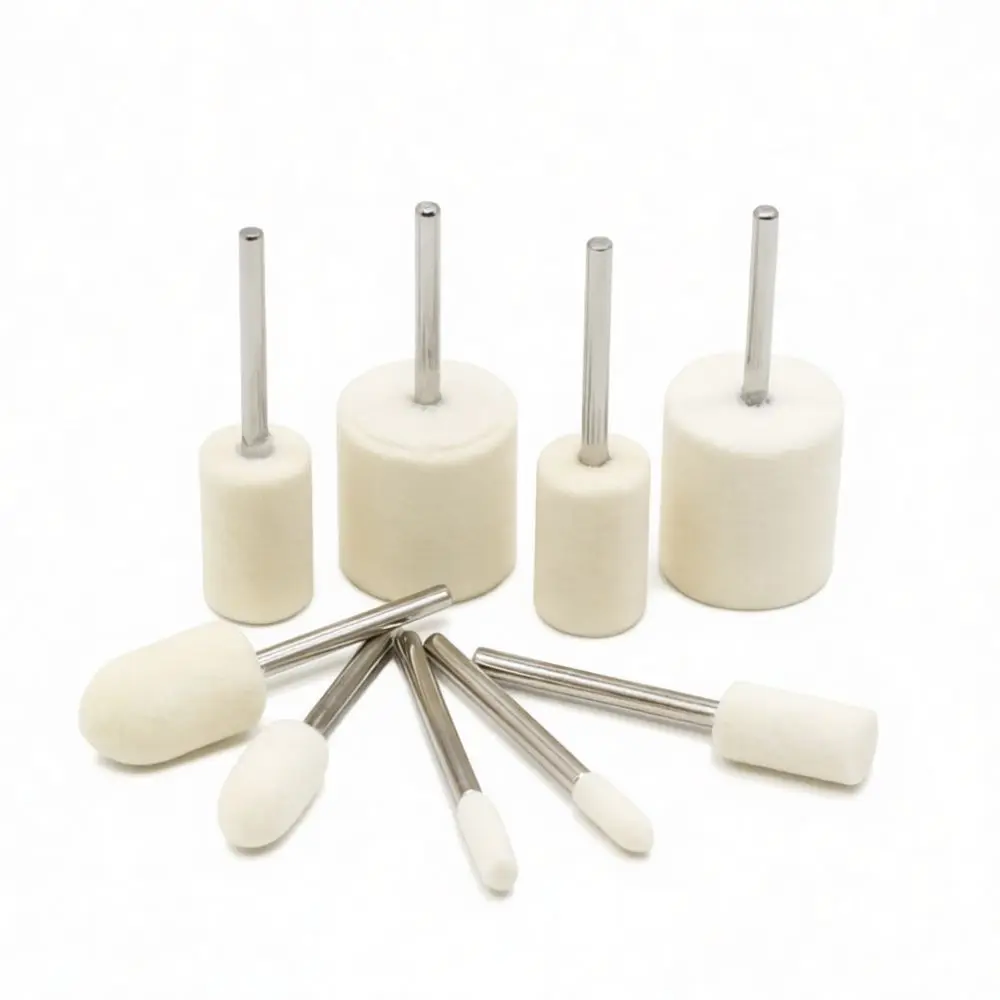 Wool Felt Polishing Bit For Huiyan Metal Mold Jewelry Jade Mirror Finish Grinding Burr Rotary Tool Fine Polishing Part
