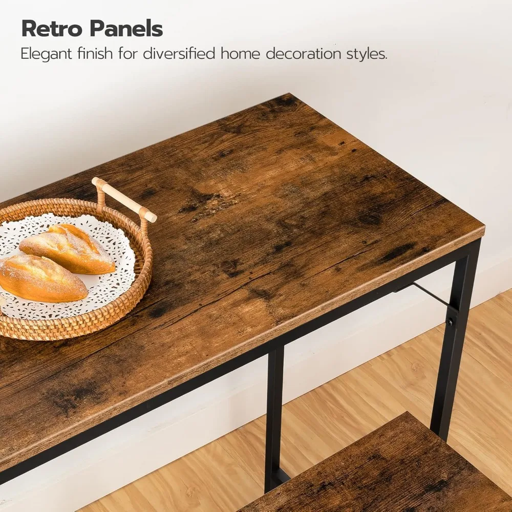 طقم طاولة وكراسي بار من HOOBRO، طقم طاولة طعام 39.4 مع مخرج طاقة، طقم طاولة حانة مكون من 3 قطع، طاولة ارتفاع بار المطبخ مع S #6