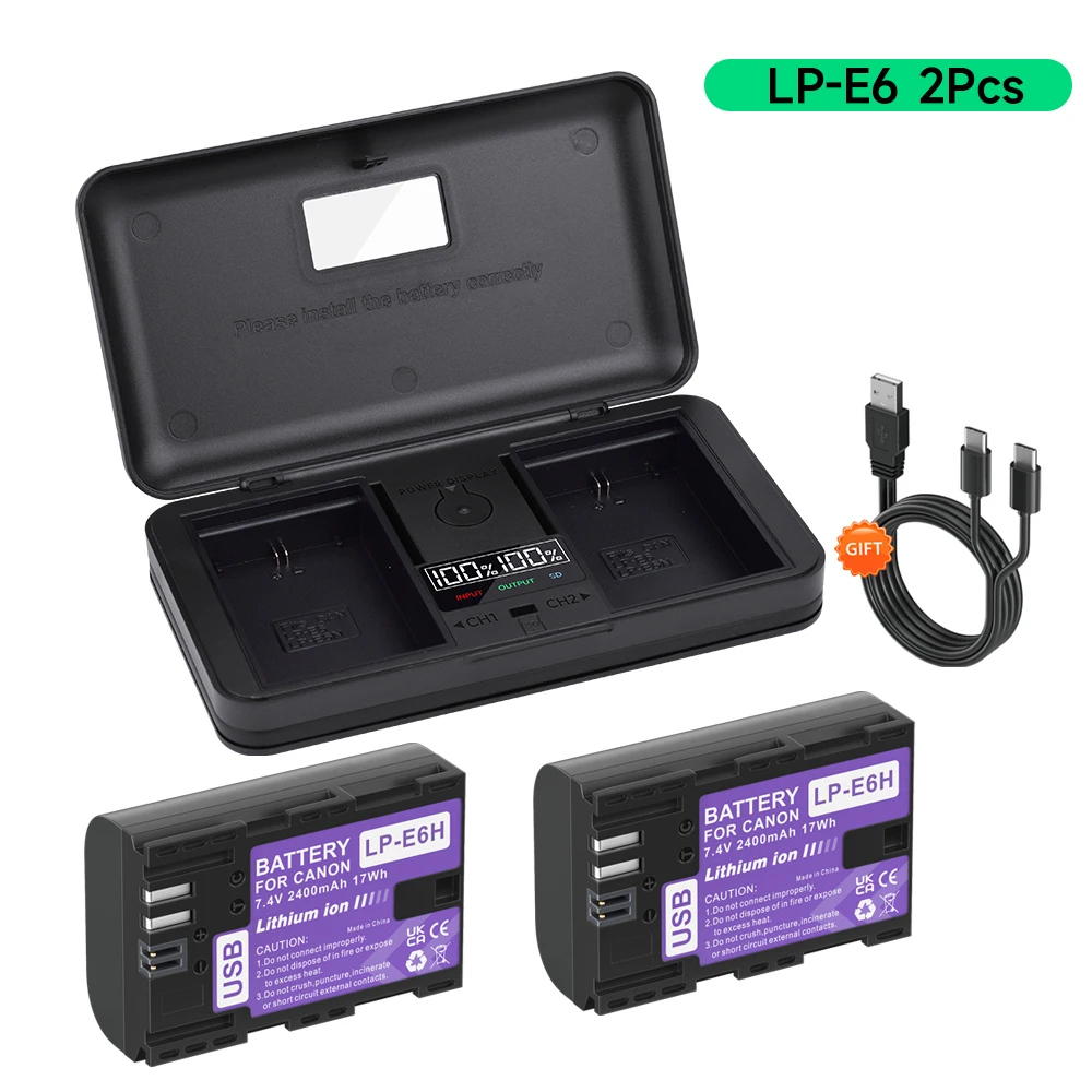 

PALO LP E6 LPE6 LP-E6 E6N Battery+Multi-Function Charger Case for Canon EOS 5DS R 5D Mark II 5D Mark III 6D 7D 70D 80D Camera