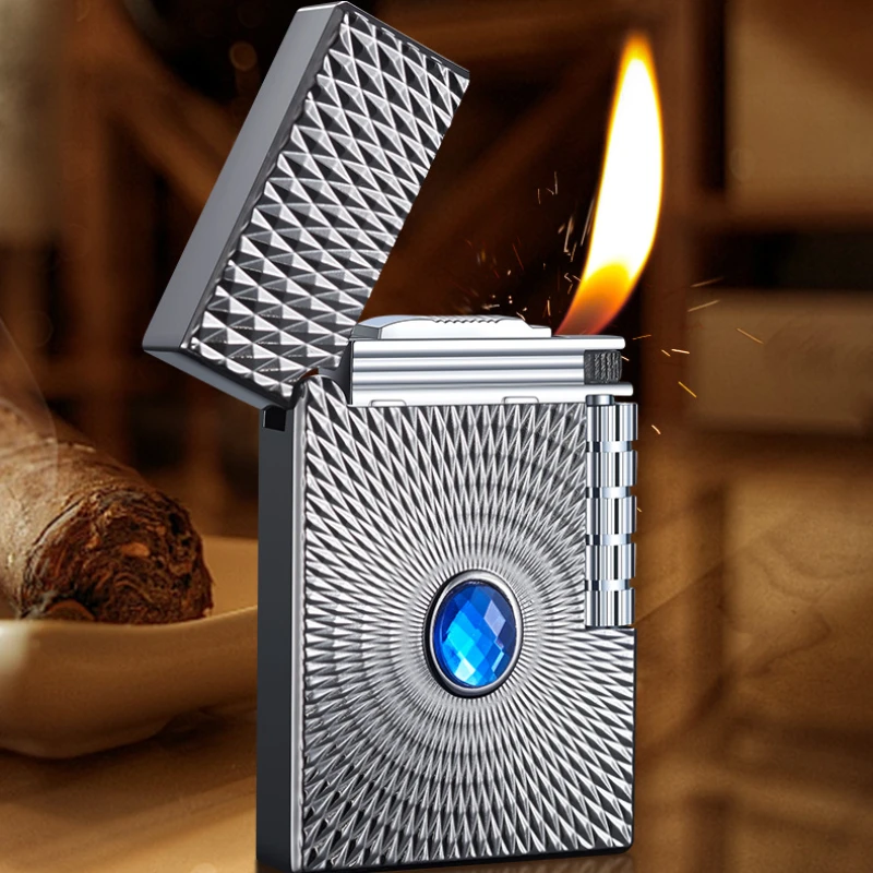 New Sound Steel Tone Metal Lucky Stone Grinding Wheel Lighter Refillable Gas Lighter for Men Smoking