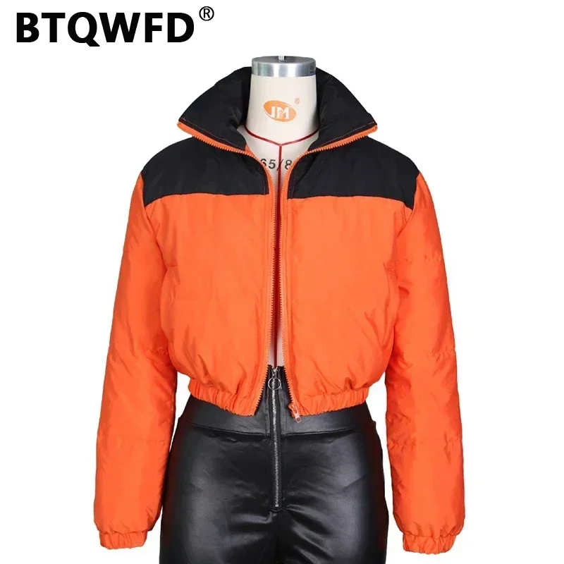 

BTQWFD Turtleneck Autumn Winter Coats Women's Thickened Parkas Ladies Short Jackets 2024 New Fashion Female Clothing Long Sleeve