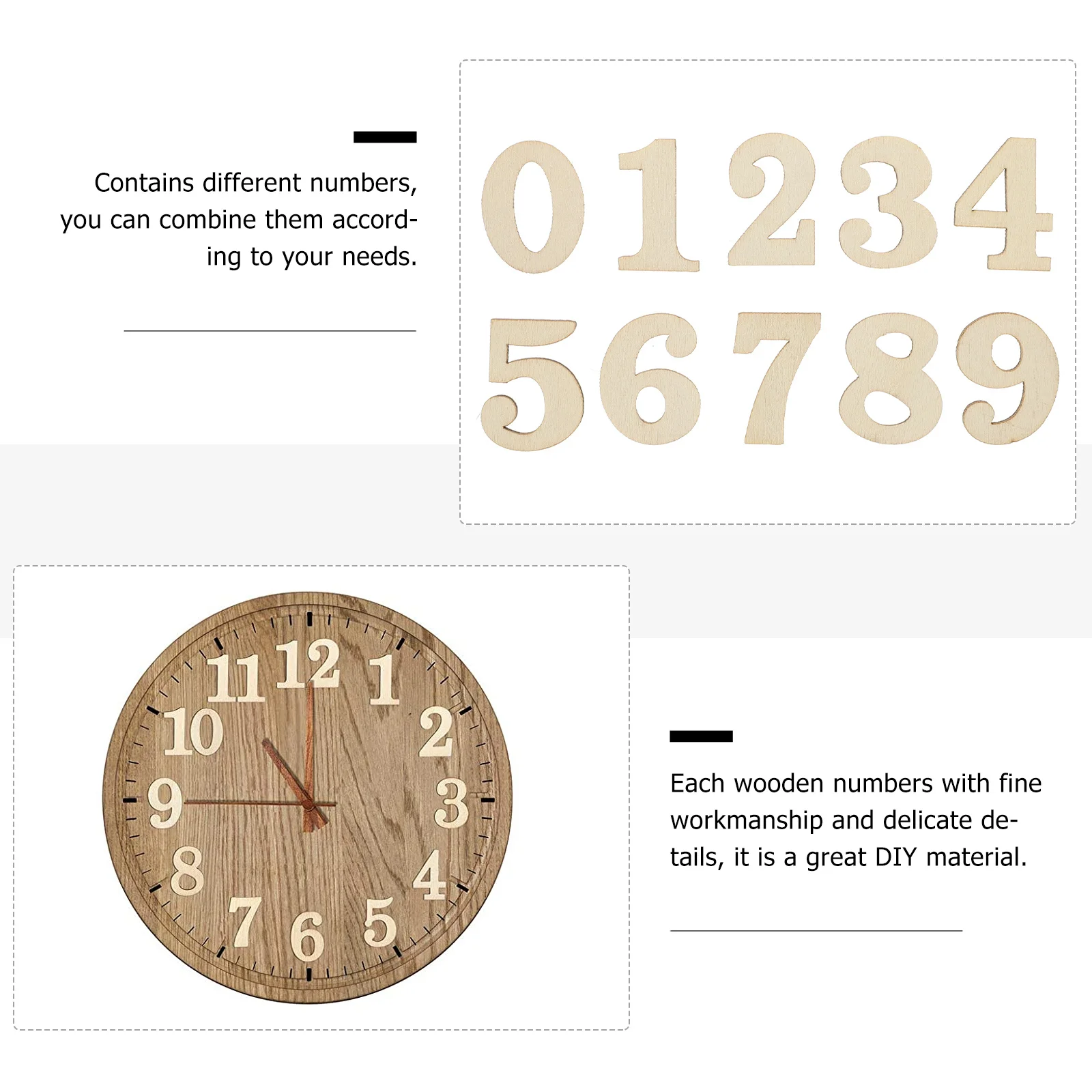 

100Pcs Raw Wooden Arabic Numbers Fine Workmanship DIY Clock Numerals Digital Decoration Crafts Durable Wall Clock Materials