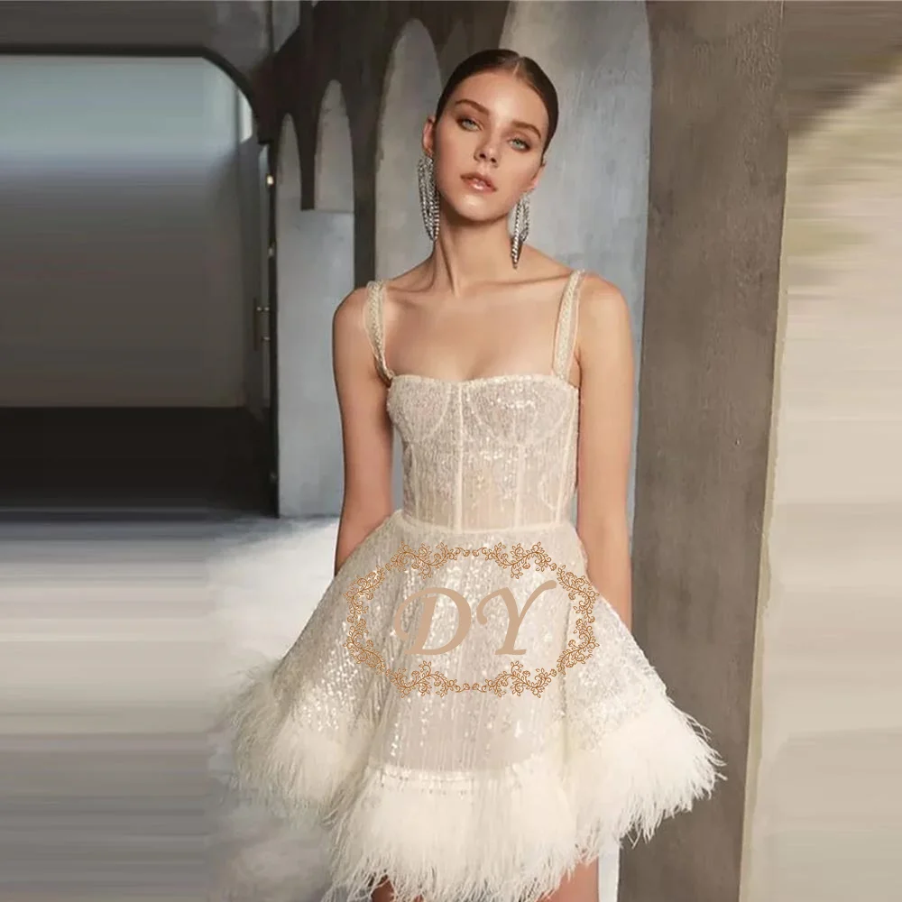 DY Maßgeschneiderte kurze Cocktailkleider mit Pailletten, A-Linie, Quasten, Abschlusskleid für Junioren, Hochzeitsballkleider, plissiert