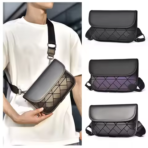 Fashionable Men's Shoulder Bag with Diamond Grid Design, Suitable for Casual Crossbody Bags, Commuting Bags, Mobile Phone Bags