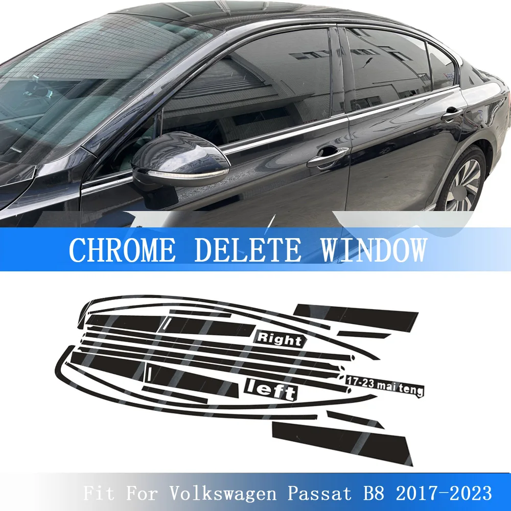 

Glossy Black PVC Car Window Decorative Strip Sticker For Volkswagen Passat B8 2017-2023 Exterior Protection Accessory